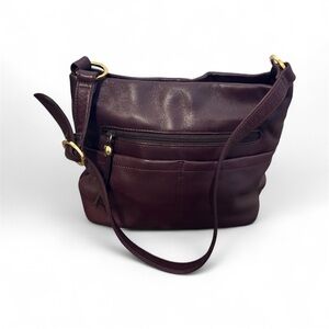 Etienne Aignwer Dark Purple Leather Shoulder Bag